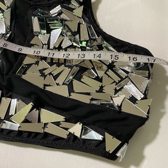 Glamour dance costume broken glass two-piece silver embellishment XLA/LA - Picture 5 of 11